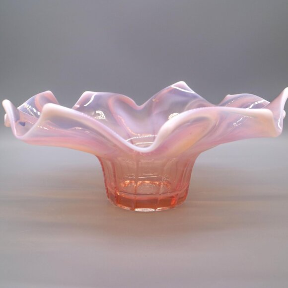Stunning Vintage Iridescent Luster Pink Decorative Bowl 12" - Picture 1 of 8